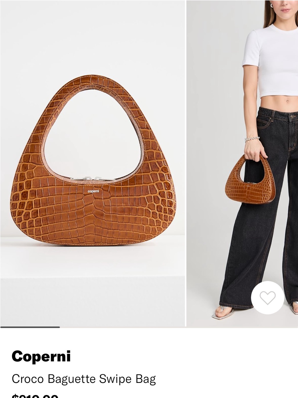 Coperni Croco Baguette Swipe Bag In Chestnut